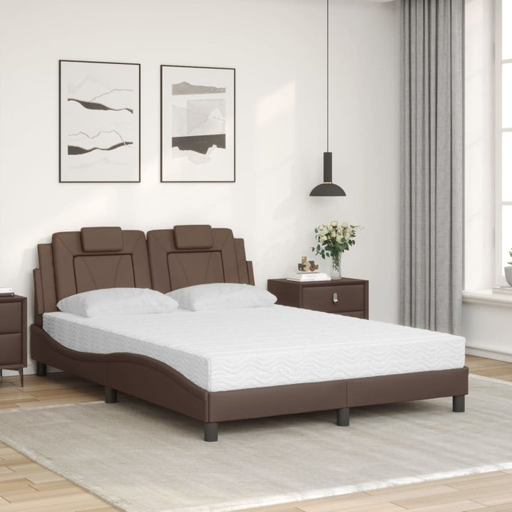 seng Viana med madras 120x200 cm kunstlæder brun