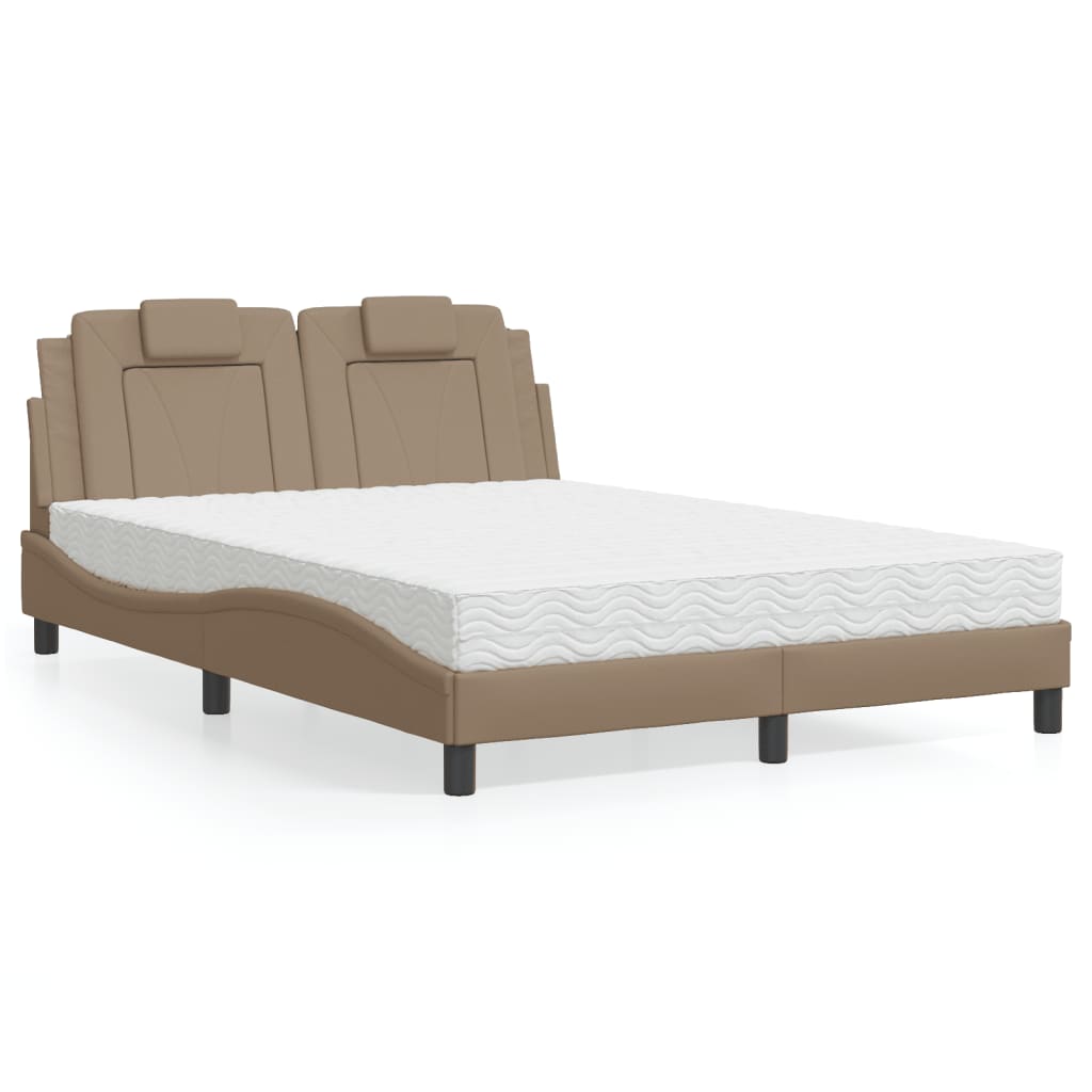 seng Viana med madras 120x200 cm kunstlæder cappuccinofarvet