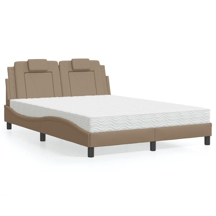 seng Viana med madras 120x200 cm kunstlæder cappuccinofarvet