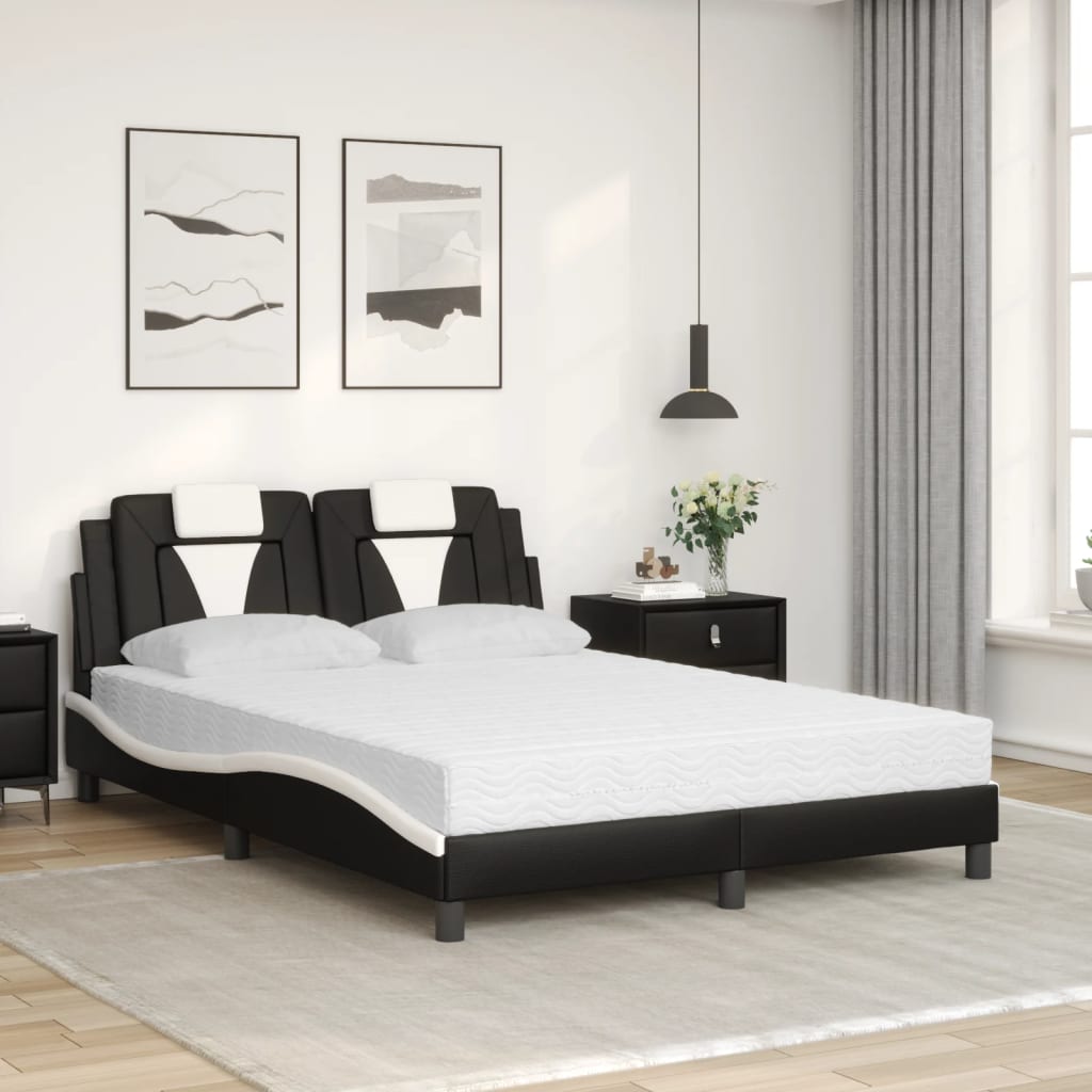 seng Viana med madras 120x200 cm kunstlæder sort og hvid