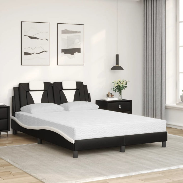 seng Viana med madras 120x200 cm kunstlæder sort og hvid