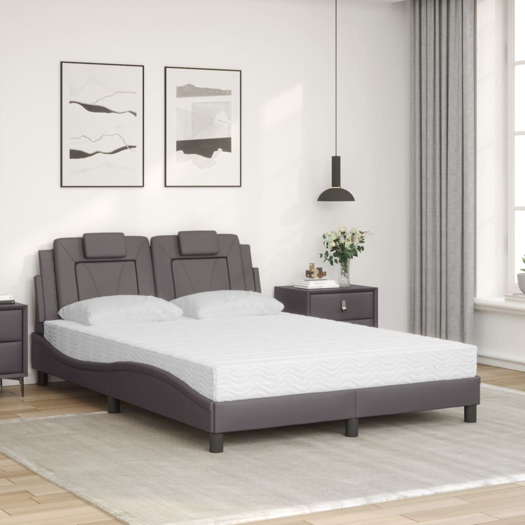 seng Viana med madras 140x190 cm kunstlæder grå