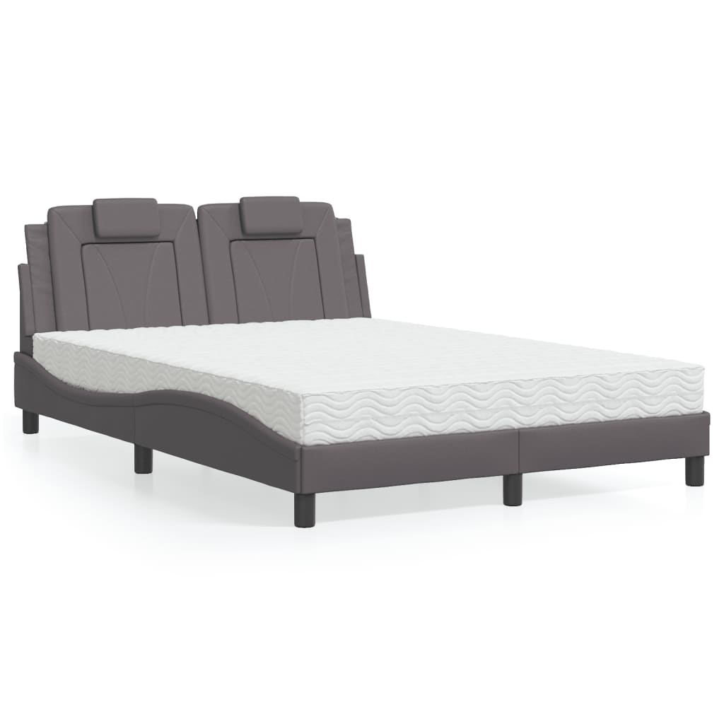 seng Viana med madras 140x190 cm kunstlæder grå