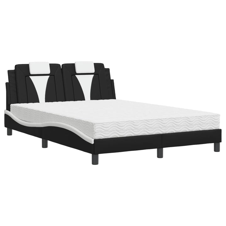 seng Viana med madras 140x190 cm kunstlæder sort og hvid