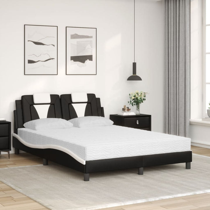 seng Viana med madras 140x190 cm kunstlæder sort og hvid