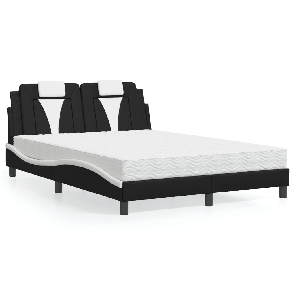 seng Viana med madras 140x190 cm kunstlæder sort og hvid