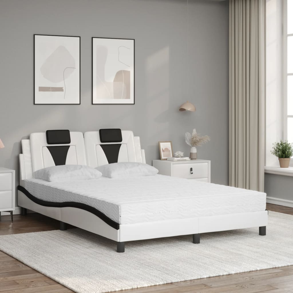 seng Viana med madras 140x200 cm kunstlæder hvid og sort