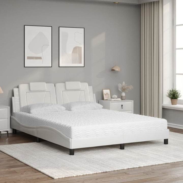 seng Viana med madras 160x200 cm kunstlæder hvid