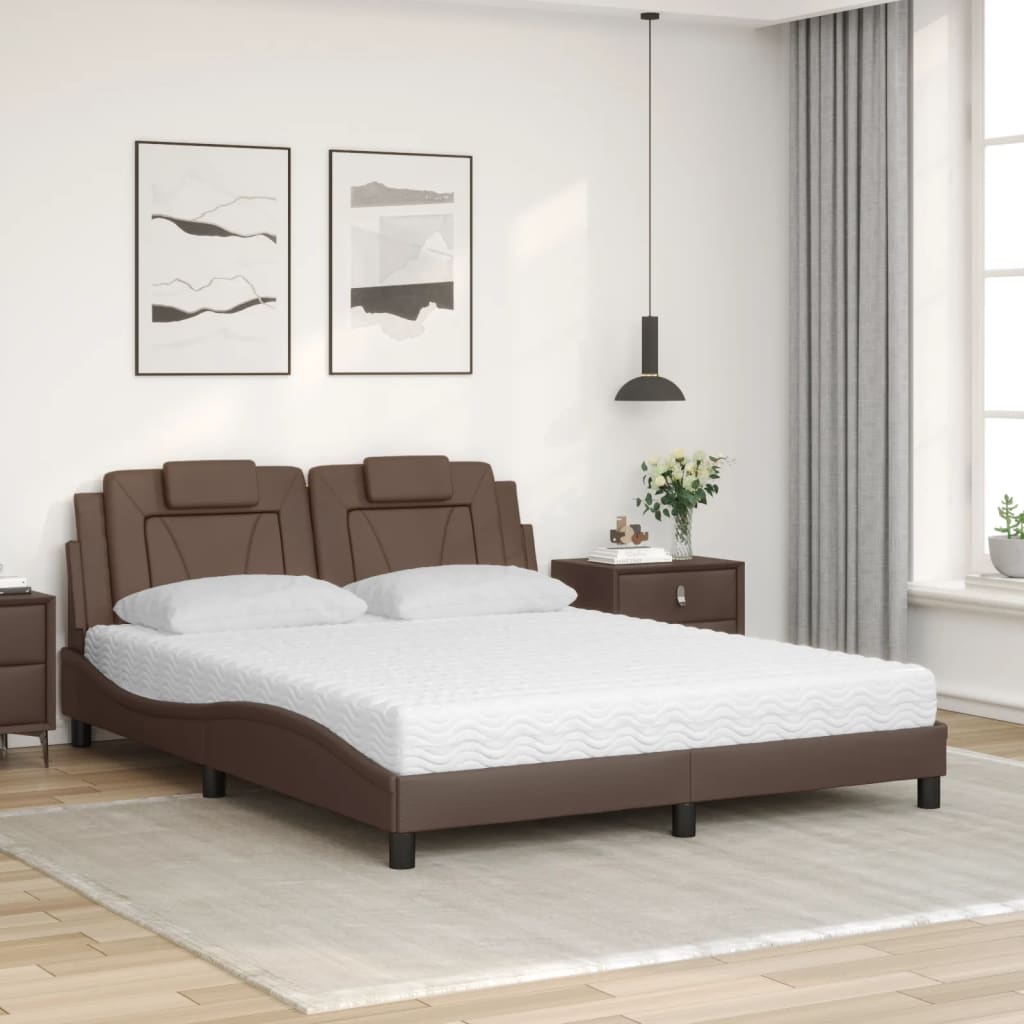 seng Viana med madras 160x200 cm kunstlæder brun