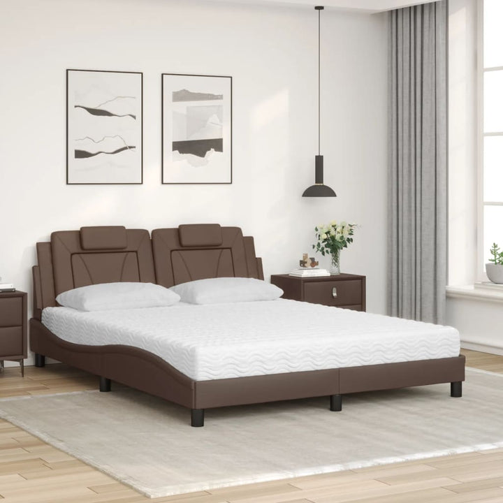 seng Viana med madras 160x200 cm kunstlæder brun