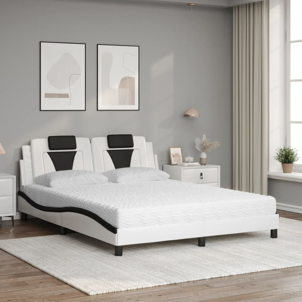 seng Viana med madras 160x200 cm kunstlæder hvid og sort