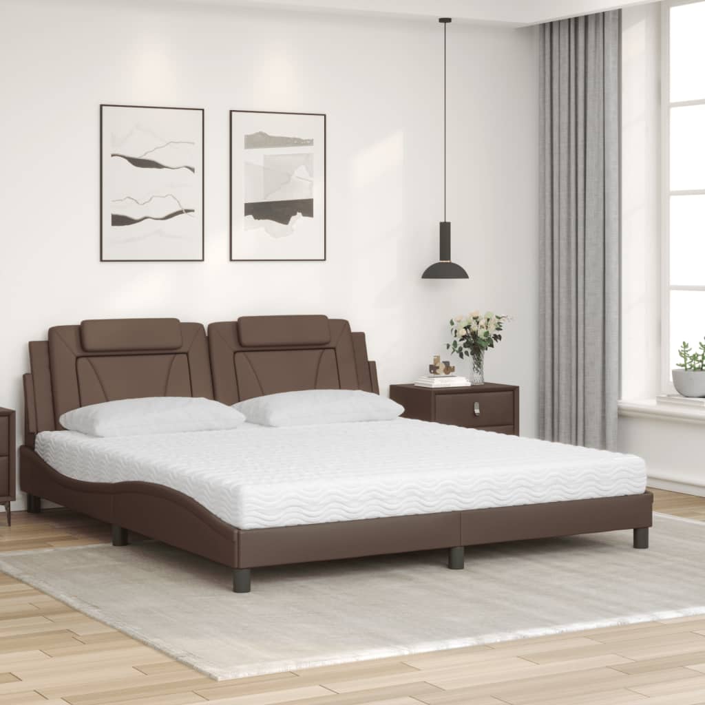 seng Viana med madras 180x200 cm kunstlæder brun