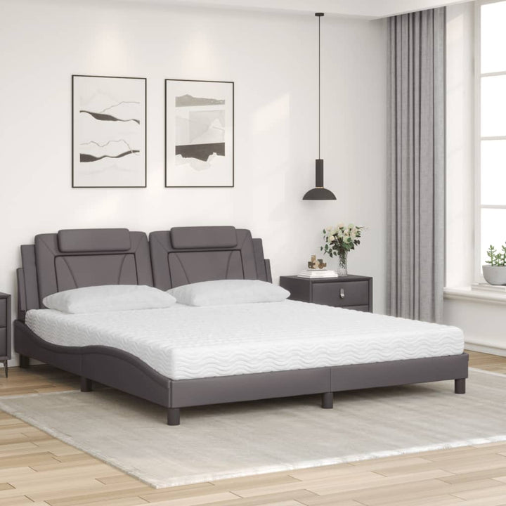 seng Viana med madras 180x200 cm kunstlæder grå