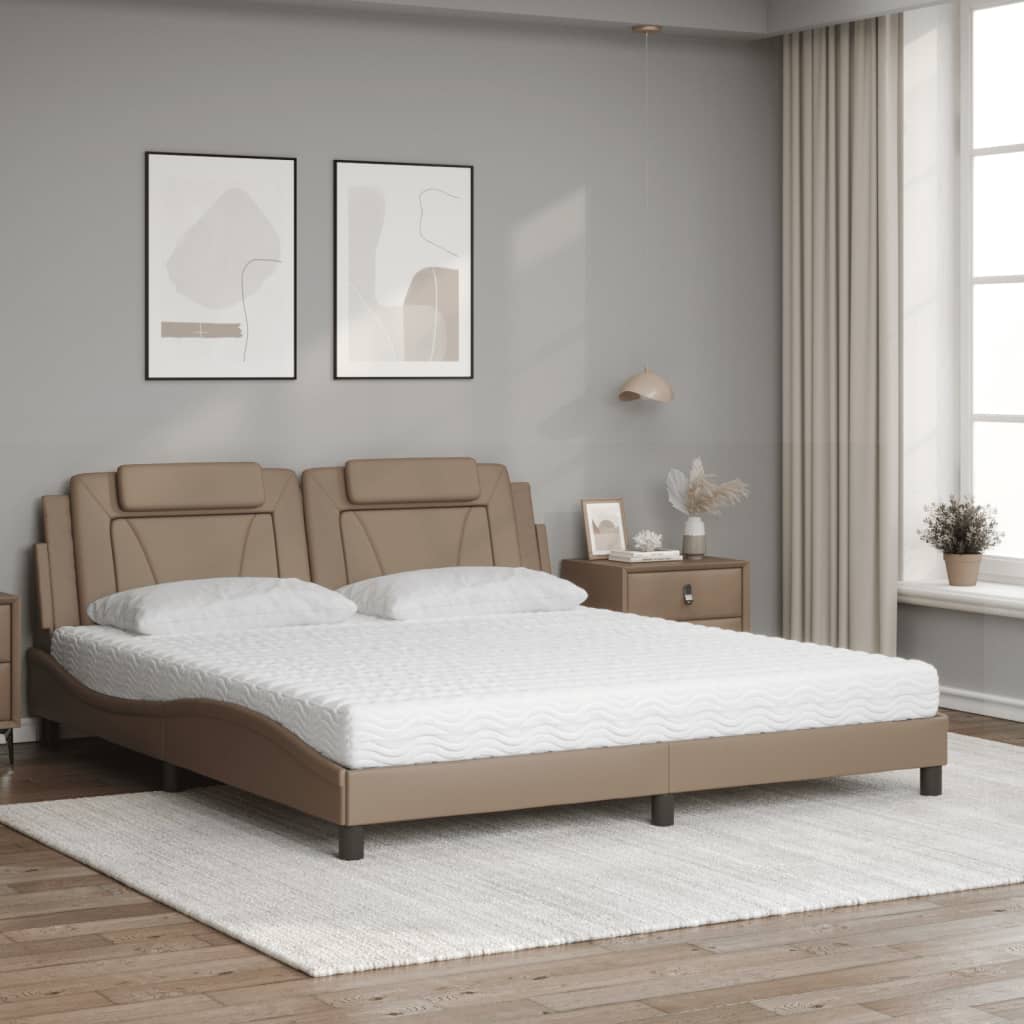 seng Viana med madras 180x200 cm kunstlæder cappuccinofarvet
