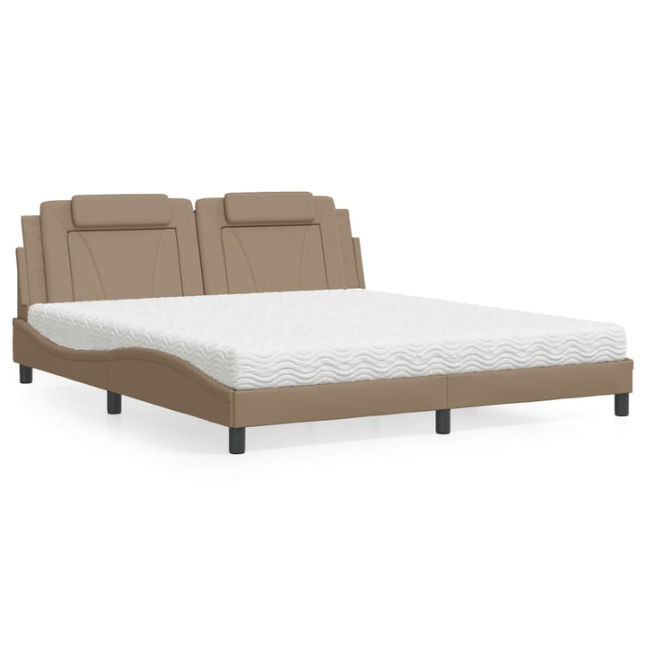seng Viana med madras 180x200 cm kunstlæder cappuccinofarvet