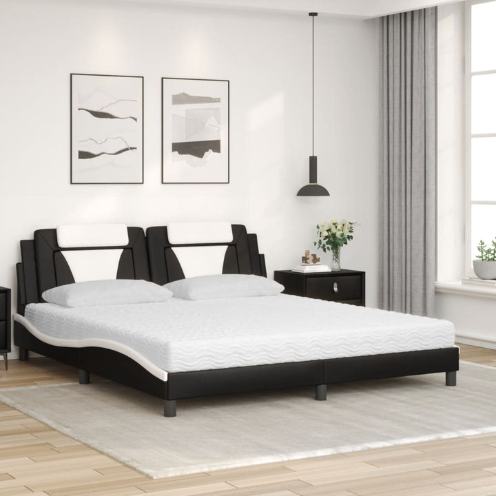 seng Viana med madras 180x200 cm kunstlæder sort og hvid