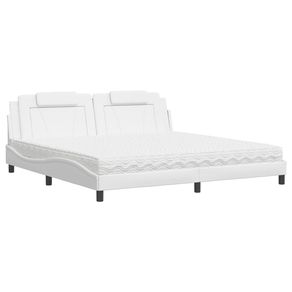seng Viana med madras 200x200 cm kunstlæder hvid