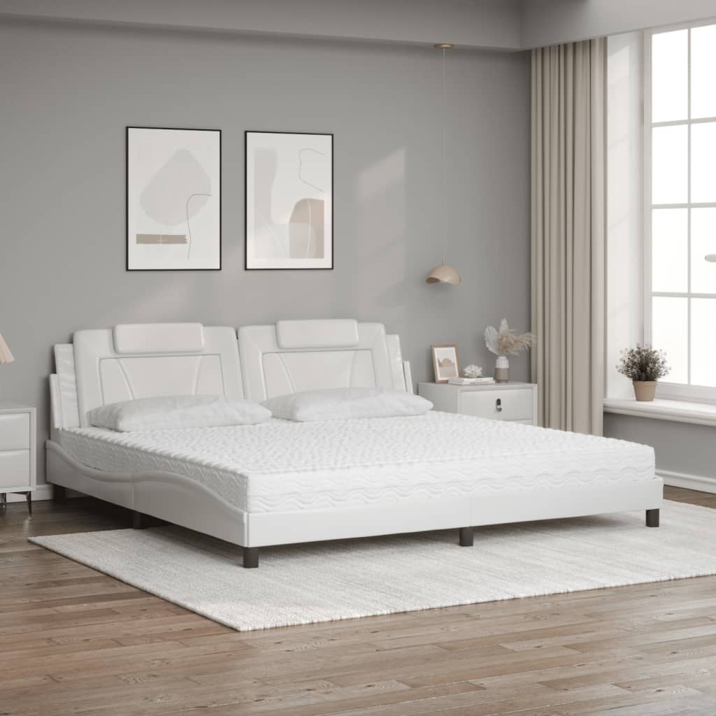 seng Viana med madras 200x200 cm kunstlæder hvid