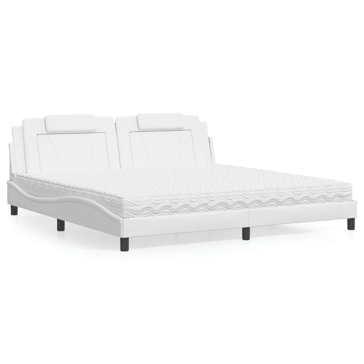 seng Viana med madras 200x200 cm kunstlæder hvid