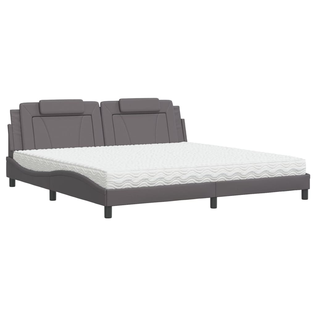 seng Viana med madras 200x200 cm kunstlæder grå