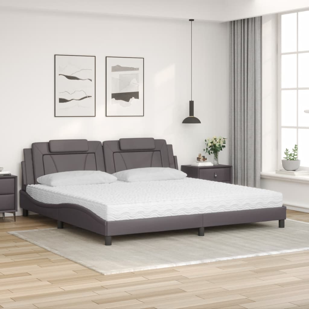seng Viana med madras 200x200 cm kunstlæder grå