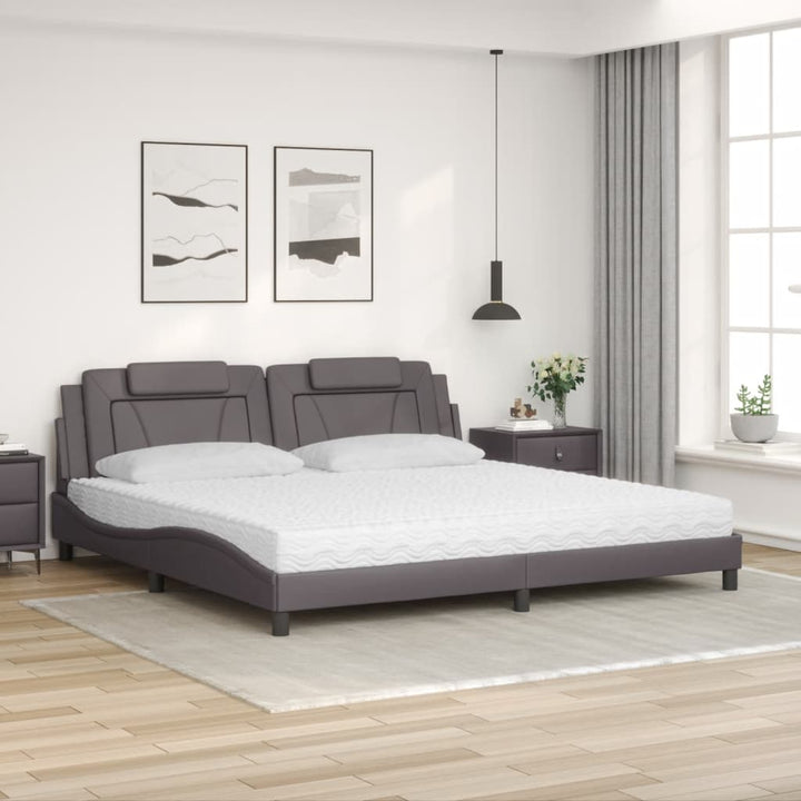 seng Viana med madras 200x200 cm kunstlæder grå
