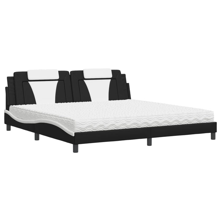 seng Viana med madras 200x200 cm kunstlæder sort og hvid