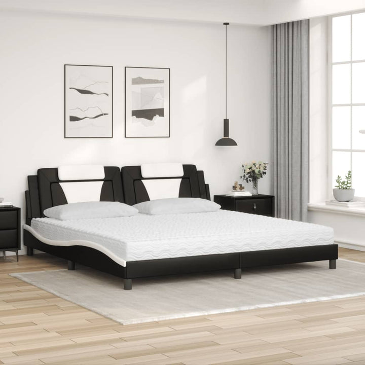 seng Viana med madras 200x200 cm kunstlæder sort og hvid
