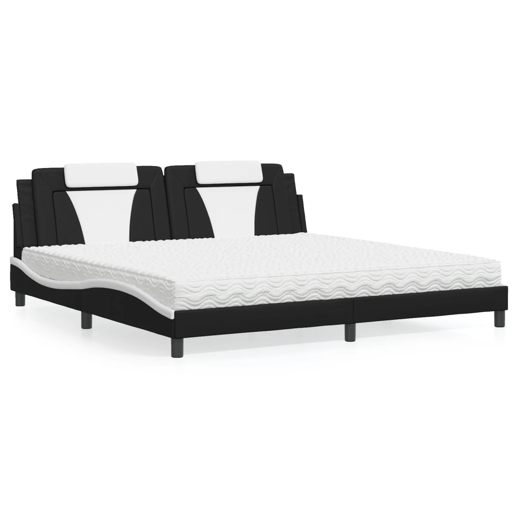 seng Viana med madras 200x200 cm kunstlæder sort og hvid