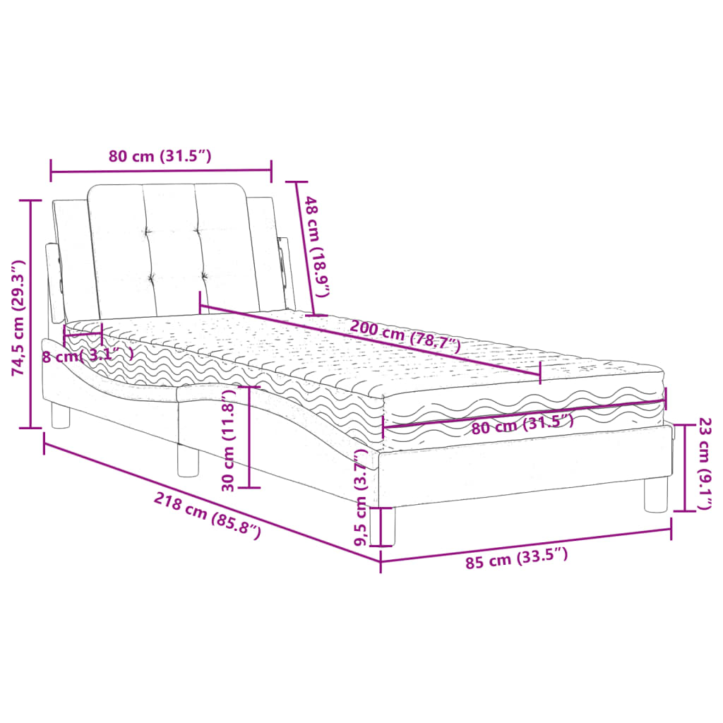 sengeramme uden madras Zadar 80x200 cm kunstlæder hvid