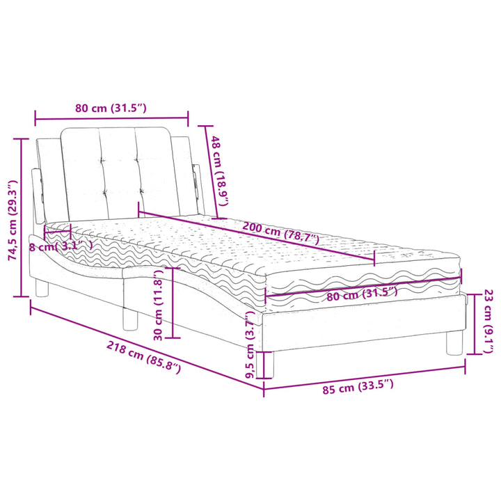sengeramme uden madras Zadar 80x200 cm kunstlæder hvid