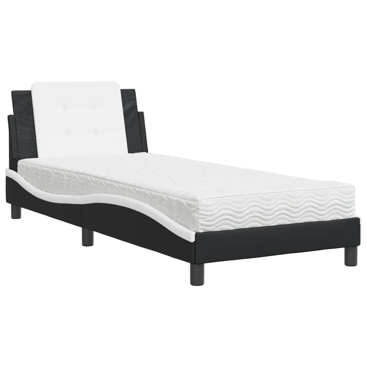 sengeramme uden madras Zadar 80x200 cm kunstlæder sort og hvid