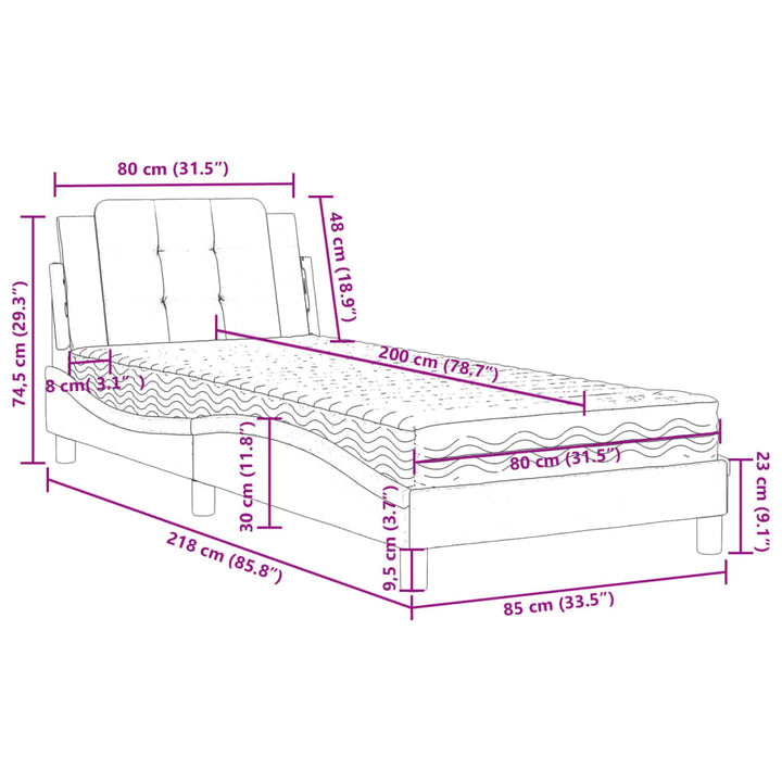 sengeramme uden madras Zadar 80x200 cm kunstlæder sort og hvid