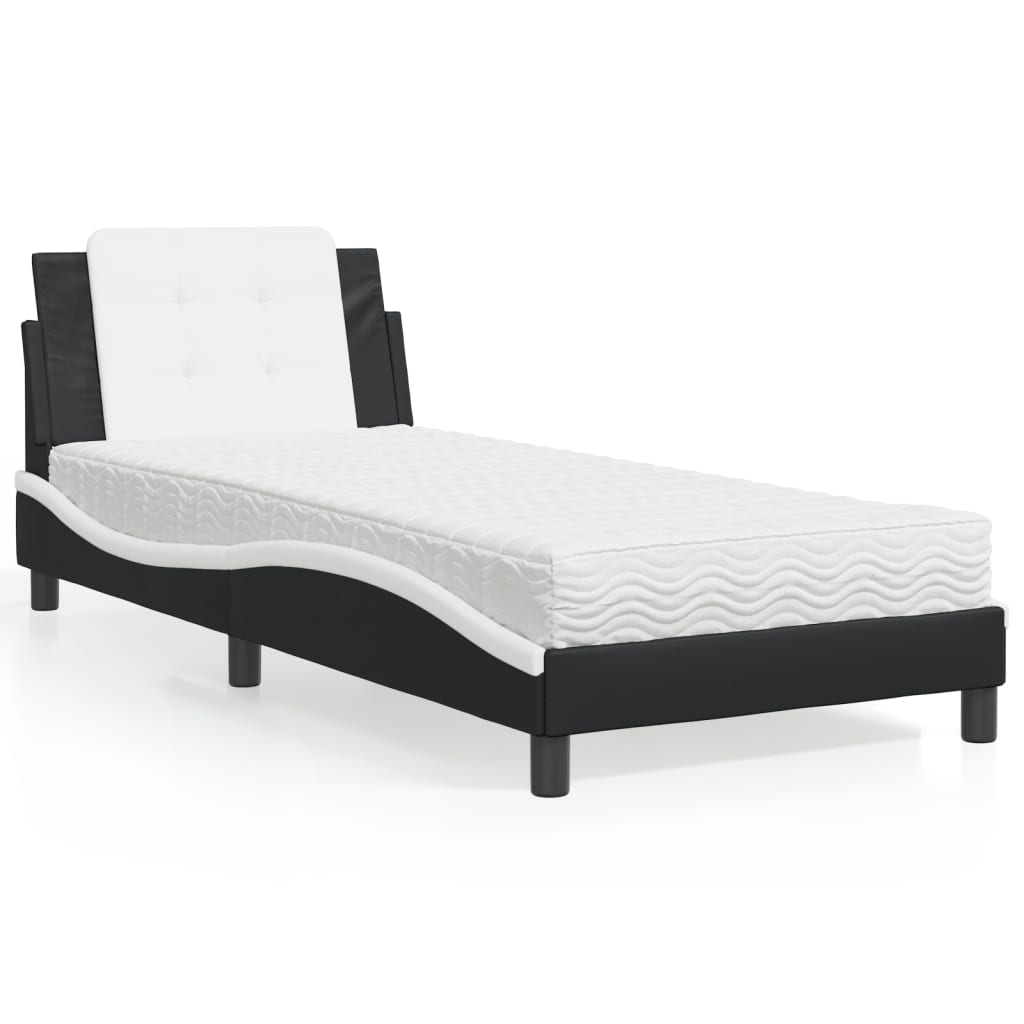 sengeramme uden madras Zadar 80x200 cm kunstlæder sort og hvid