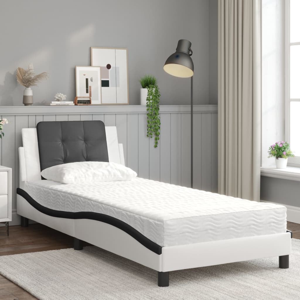 sengeramme uden madras Zadar 80x200 cm kunstlæder sort og hvid