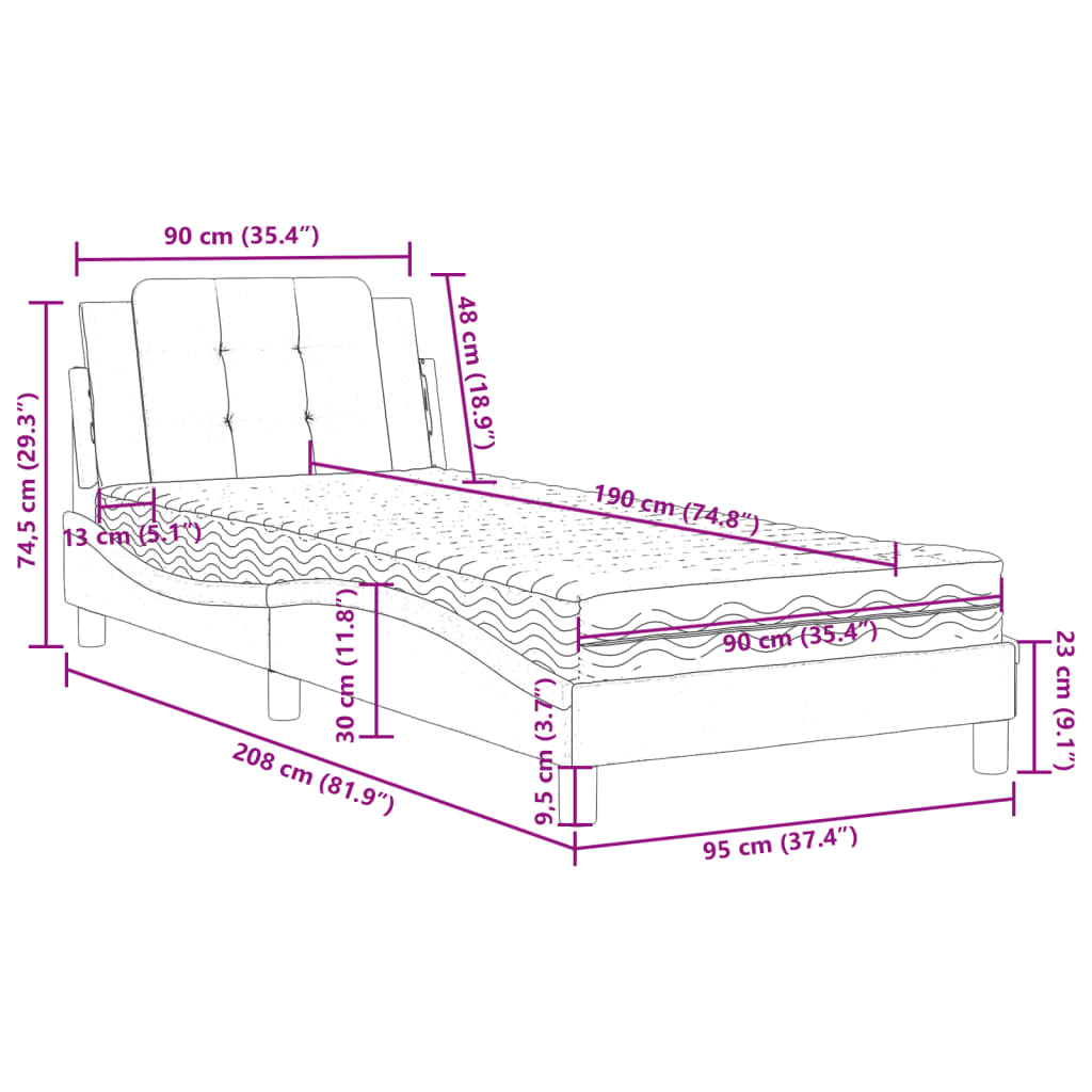 sengeramme uden madras Zadar 90x190 cm kunstlæder hvid