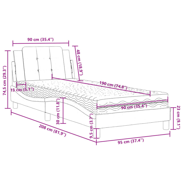 sengeramme uden madras Zadar 90x190 cm kunstlæder hvid