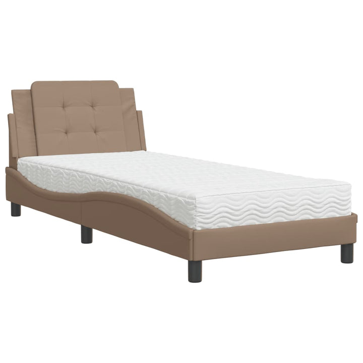 sengeramme uden madras Zadar 90x190 cm kunstlæder cappuccinofarvet