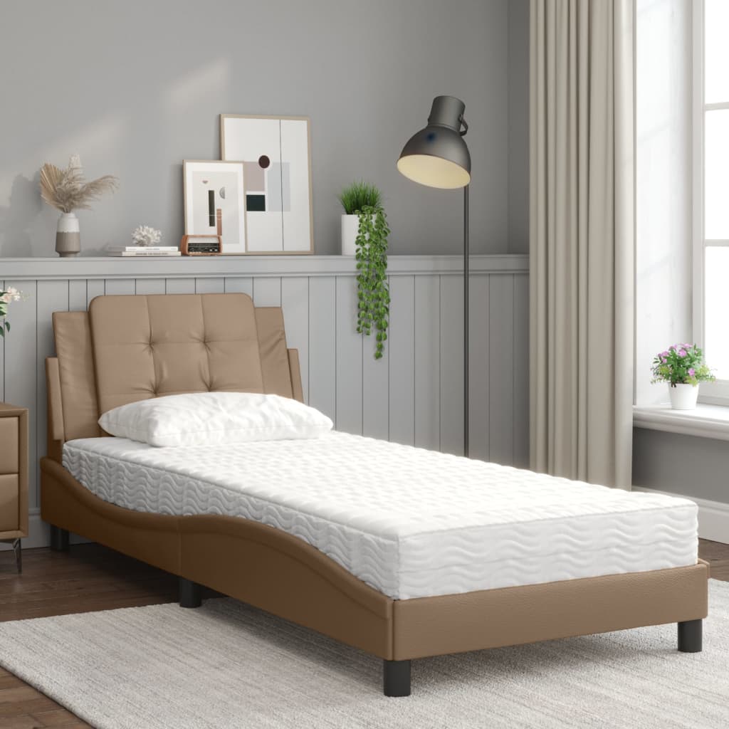 sengeramme uden madras Zadar 90x190 cm kunstlæder cappuccinofarvet