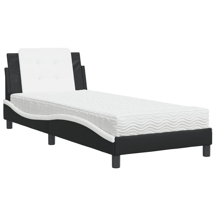 sengeramme uden madras Zadar 90x190 cm kunstlæder sort og hvid
