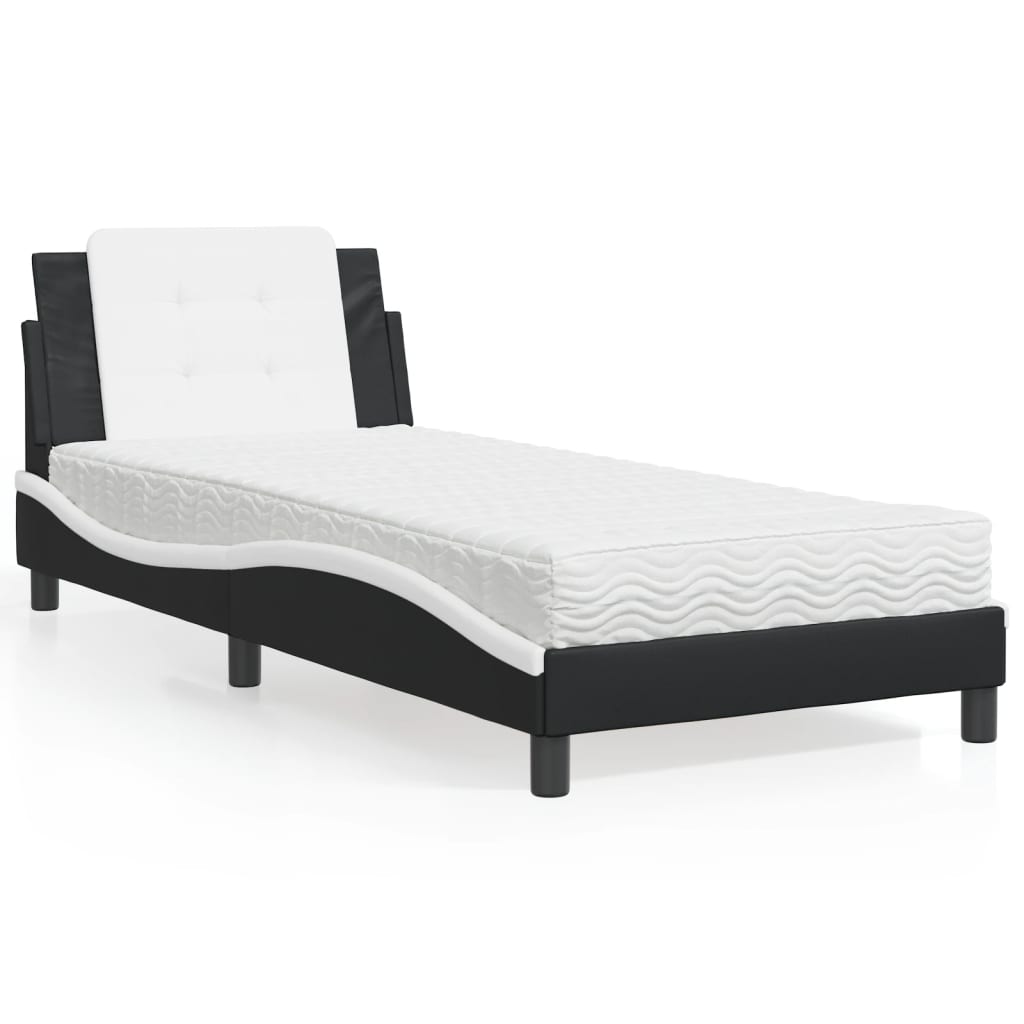 sengeramme uden madras Zadar 90x190 cm kunstlæder sort og hvid
