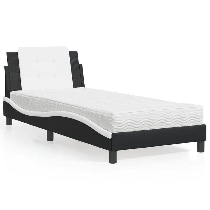 sengeramme uden madras Zadar 90x190 cm kunstlæder sort og hvid
