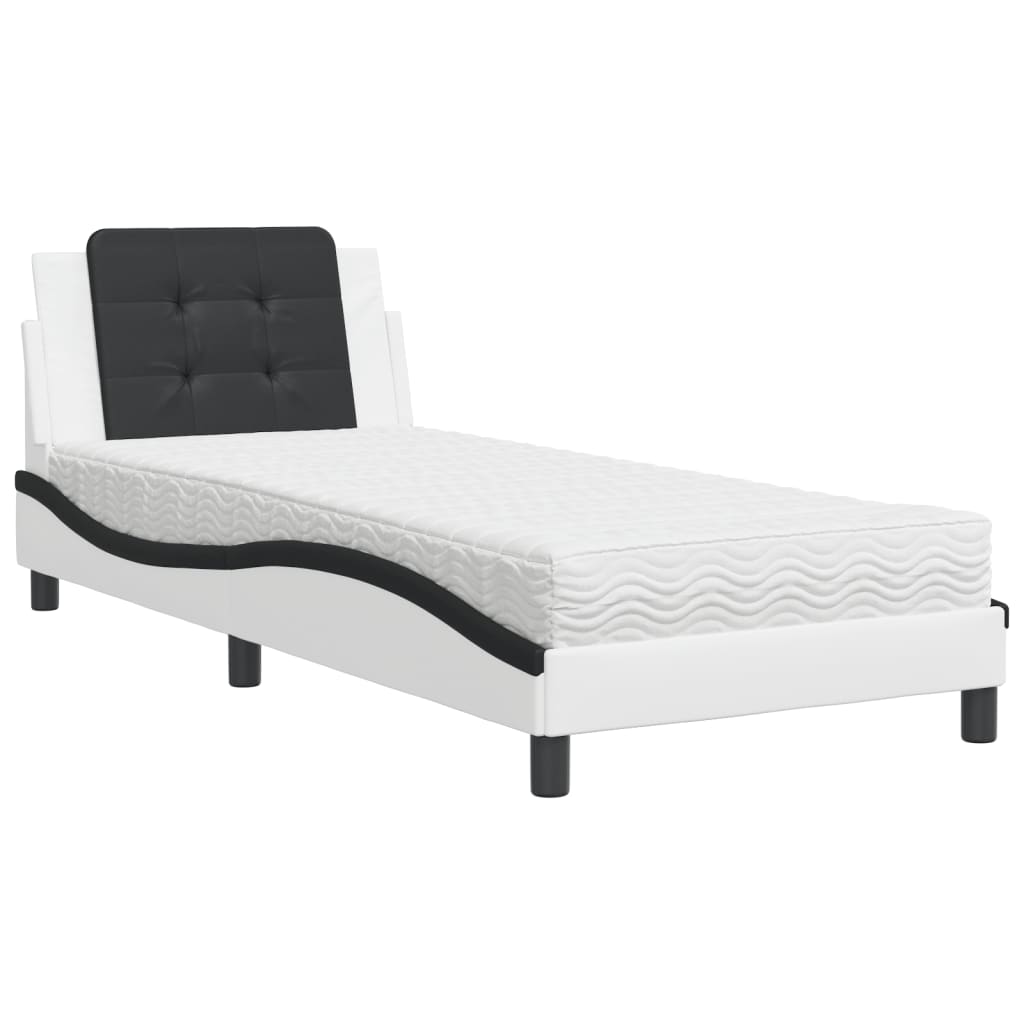 sengeramme uden madras Zadar 90x190 cm kunstlæder hvid og sort