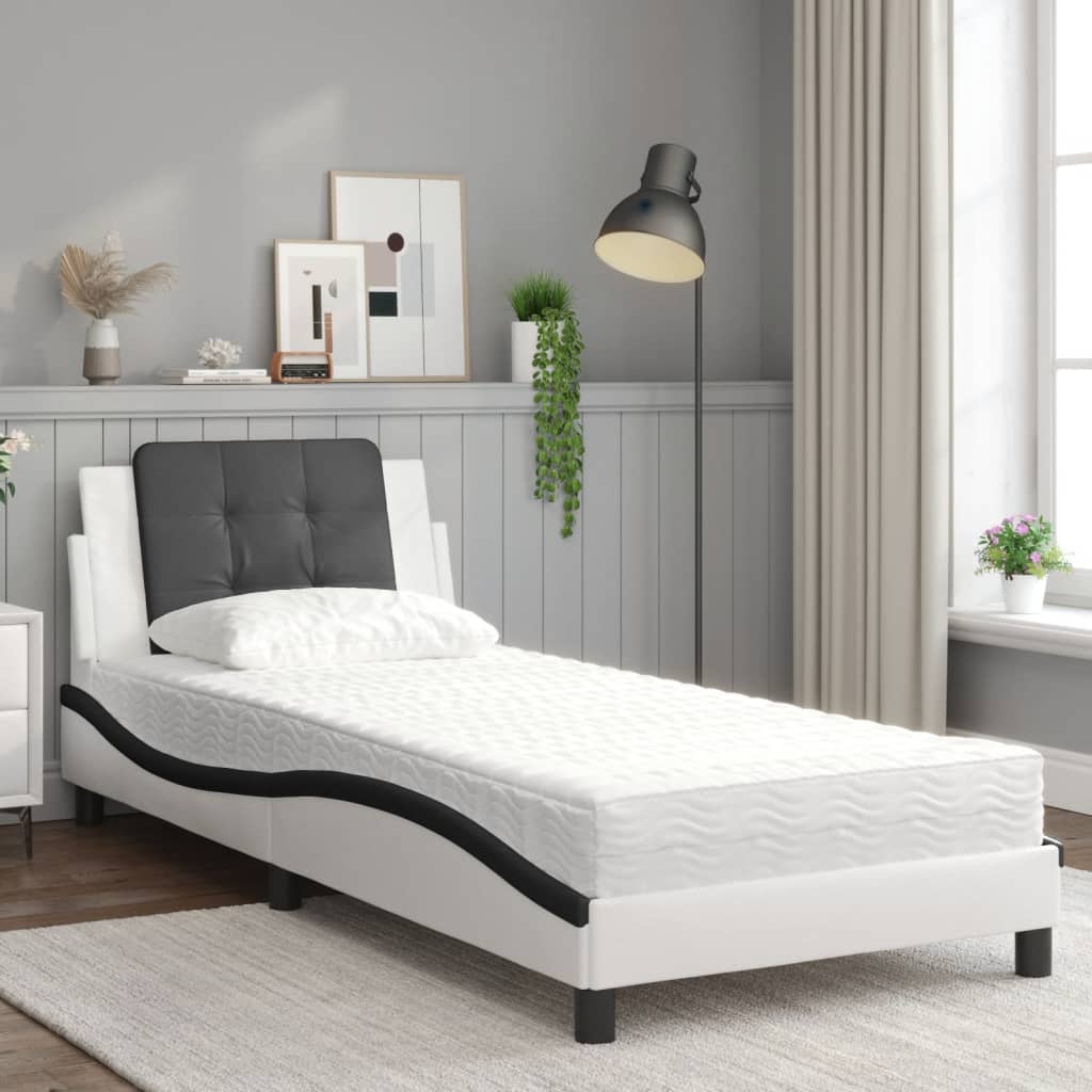 sengeramme uden madras Zadar 90x190 cm kunstlæder hvid og sort