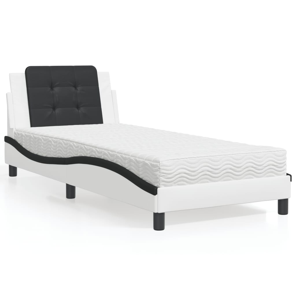 sengeramme uden madras Zadar 90x190 cm kunstlæder hvid og sort