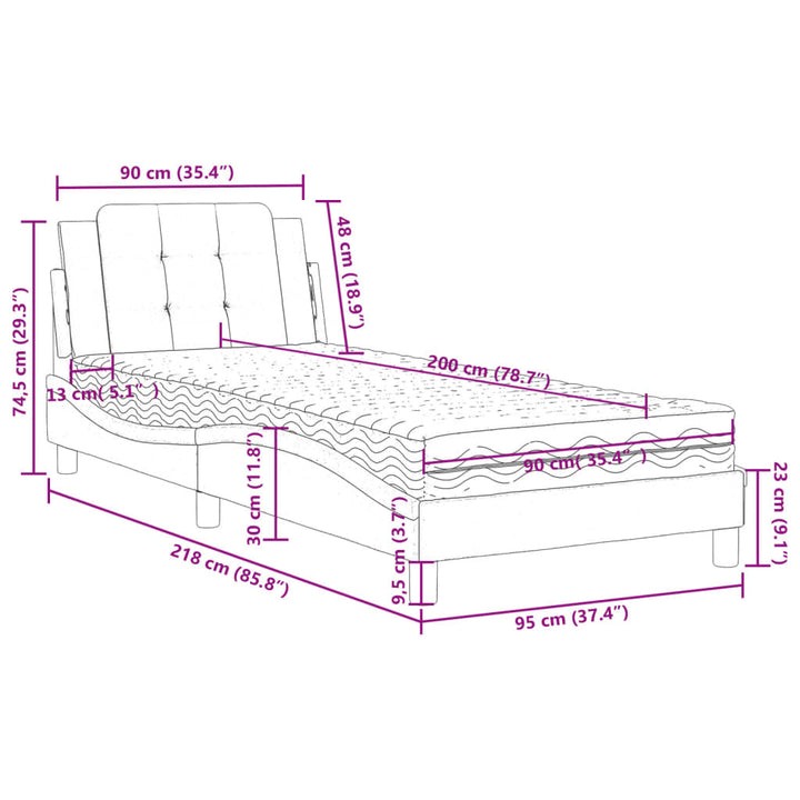 sengeramme uden madras Zadar 90x200 cm kunstlæder sort