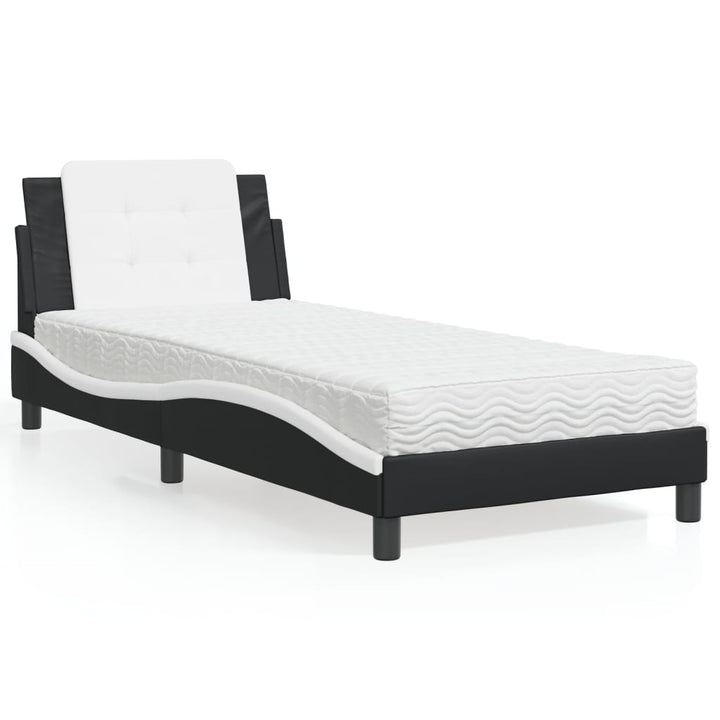 sengeramme uden madras Zadar 90x200 cm kunstlæder sort og hvid