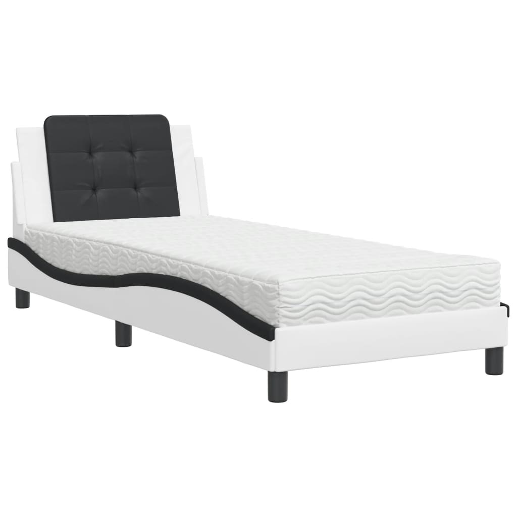 sengeramme uden madras Zadar 90x200 cm kunstlæder sort og hvid