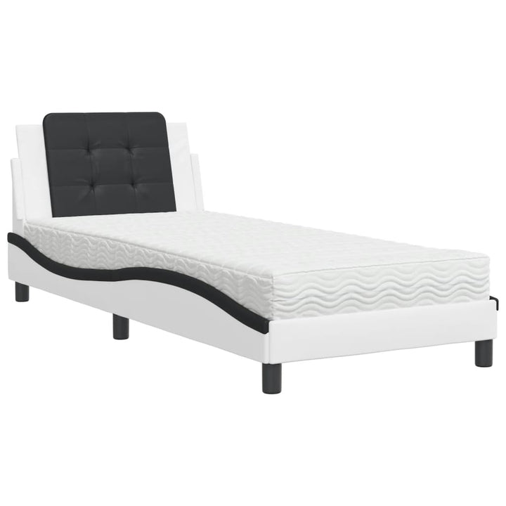sengeramme uden madras Zadar 90x200 cm kunstlæder sort og hvid