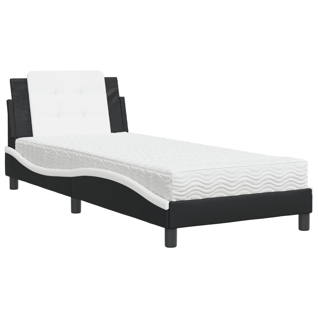sengeramme uden madras Zadar 100x200 cm kunstlæder sort og hvid